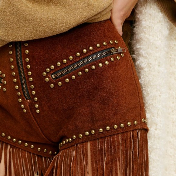 ISO/DON'T BUY Understated Leather Tassel Shorts XS - Picture 1 of 2